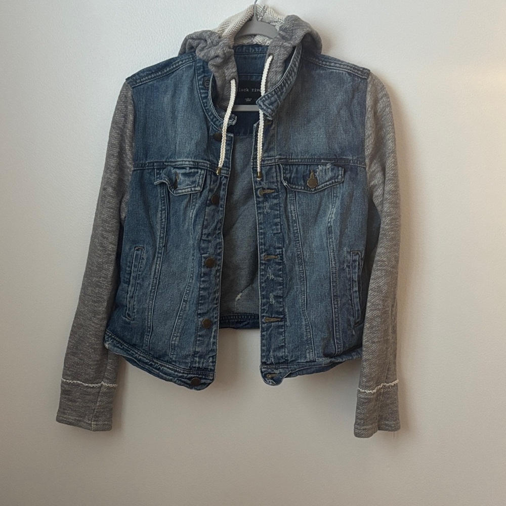 Denim&Co Women's Jean Jacket with Gray Sleeves